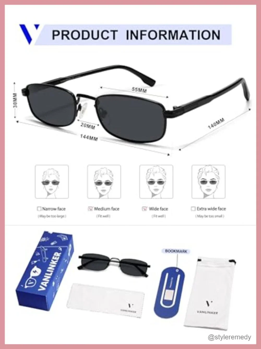 Sleek Minimalist Rectangular Polarized Sunglasses for Women Men 90s Y2k Thin